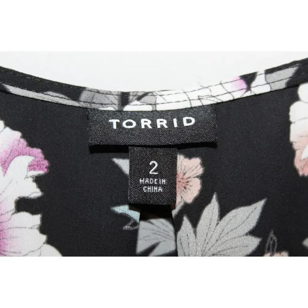 Torrid Georgette Single Pleat Front Chiffon Sleeveless Blouse Floral Plus Sz 2X - Picture 4 of 8